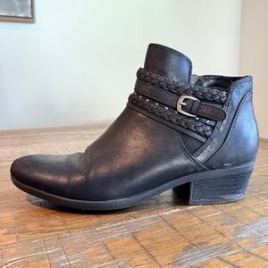 Baretraps Giles‎ Black Braided Strap Ankle Boots Womens 9.5 Western Boho Moto